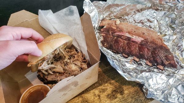 Sandwich and Ribs at Burk's BBQ