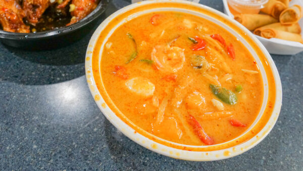 Mango red curry with seafood