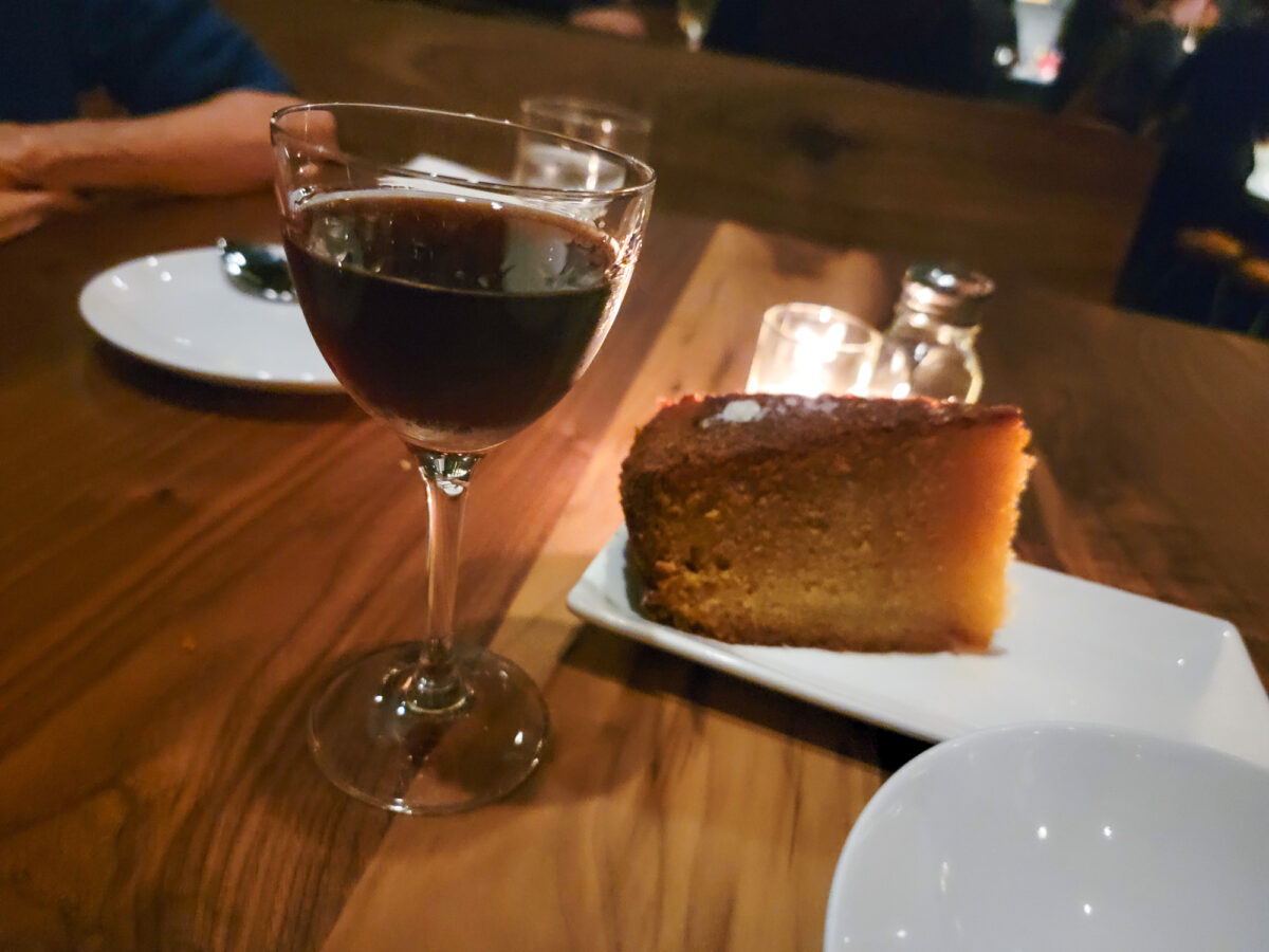 Dessert Wine and Olive Oil Cake