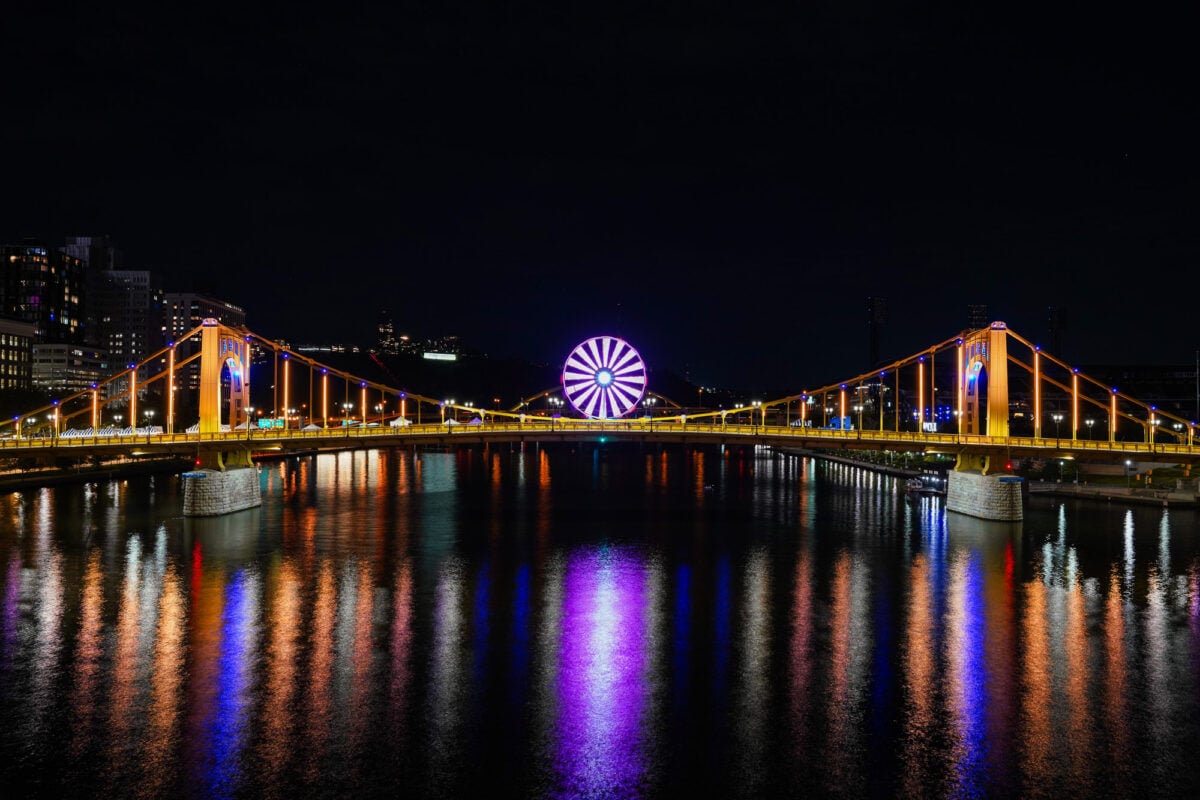 Ferris Wheel on the Clemente Bridge at Night Ferris Wheel on the Clemente Bridge at Night